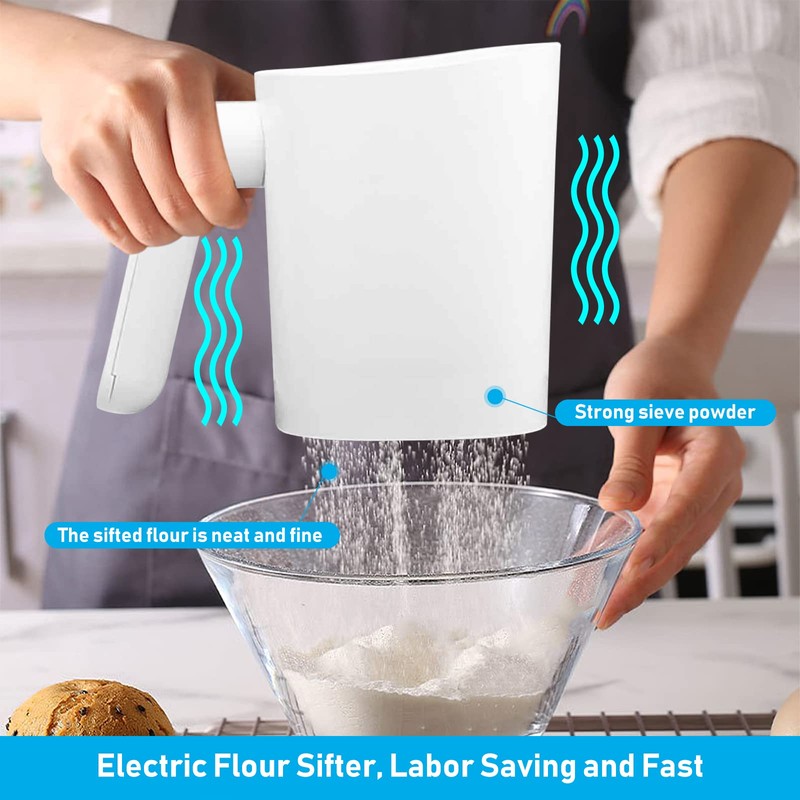 Electric Flour Sifter, Battery Operated Flour Sieve, Handheld Cooking Tool
