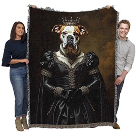 Pure Country Weavers Lady Bulldog Blanket - Royal Gift for Dog Lover - Cotton Tapestry Throw - Made in The USA - 72"x54"