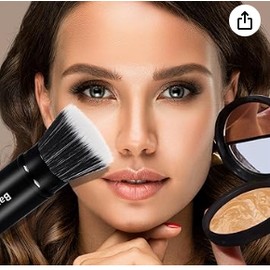 Foundation Makeup Brush Flat Top Kabuki Face Blush Liquid Powder Foundation Brush Retractable Travel Brush for Blending Liquid, Cream or Flawless Powder Cosmetics