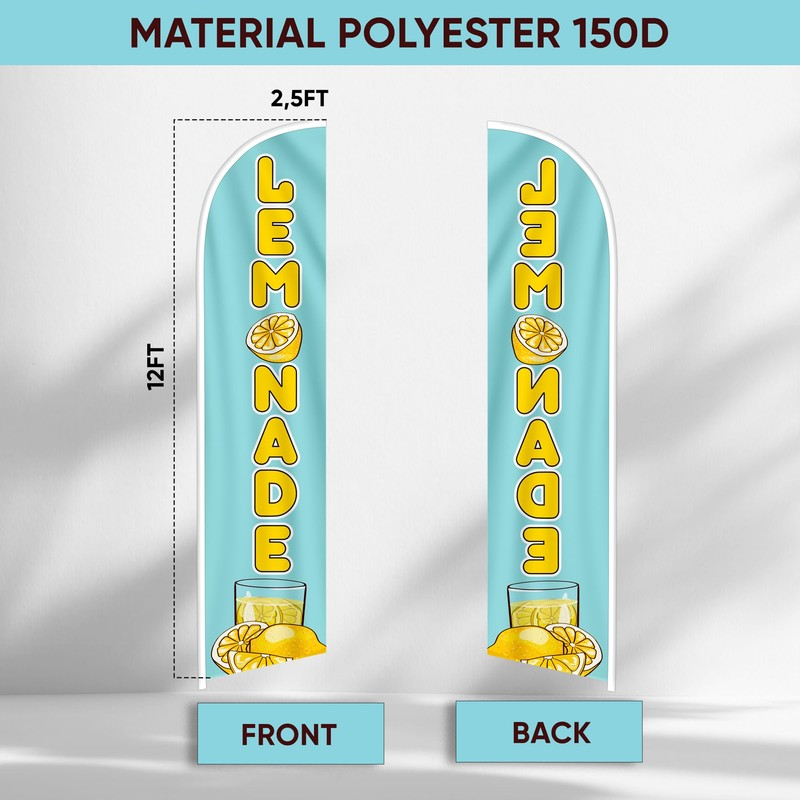 Lemonade Sign Feather Flag - Lemonade Banner Flag - Windless