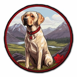 Yellow Labrador Dog Patch 3" Iron-on Embroidered Sublimated Applique for Clothing Vest, Sew-on Decorative Embroidery, Animal Badge Emblem, Dog Breed Souvenir, Canine, K9, Best Friend, Furry Family Pet