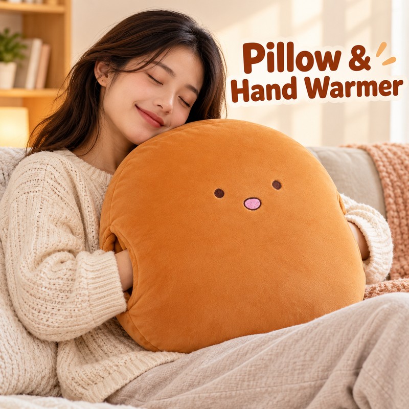 Cartoon Plush Pillow Hand Warmer Cushion for Winter – Soft