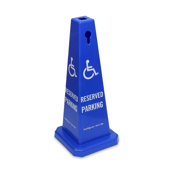 SmartSign 4-Sided Reserved Parking Cone Sign with Handicap Symbol -