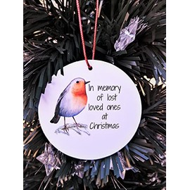 Chic Cottage Crafts In Memory Of Lost Loved Ones Robin Christmas Tree Hanging Bauble Decoration,Acrylic - Memorial