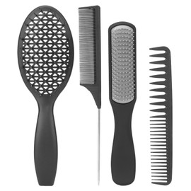 4pcs Multifunctional Hair Comb Set Tail Comb Tail Comb 9 Rows Comb Double Tooth Comb Hair Styling ToolsBlack Set