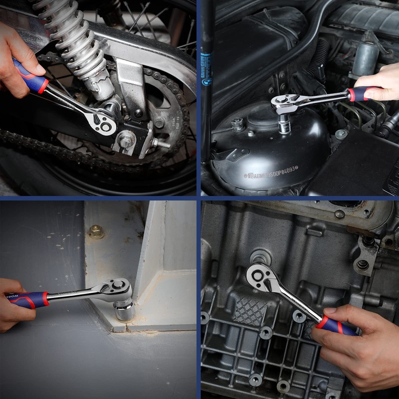 WORKPRO 3-Piece Ratchet Set, 1/4", 3/8", 1/2" Quick-Release Reversible 72-Tooth