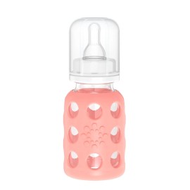 Lifefactory Borosilicate Glass Baby Bottle 4 Oz With Silicone Sleeve Stage 1 Nipple