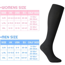 3 paia di calze a compressione, calze a compressione, 15-25 Mmhg, calze da viaggio, calze a compressione, per uomo, corsa, sport, volo, viaggi, Nero , 43-47
