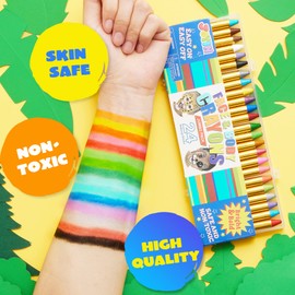 JOYIN 24 Colors Face Paint Safe & Non-Toxic Face and Body Crayons (Large Size 3 inch) Ultimate Party Pack Including 6 Metallic Colors for Birthday Toy Makeup Party Suppiles, Gifts for Kids Girls Boys