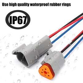 Laisomeke 3 Pin waterproof electrical connector, 7.9inches 16 AWG Wire male and female electrical connectors for Car, Boat, Truck, and other wire connections(5pack) Grey