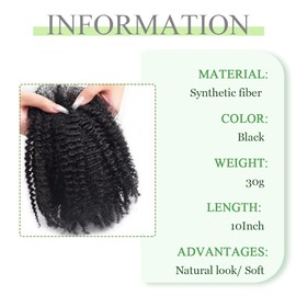 Afro Kinky Bulk Hair For Dreadlock Extensions Repair Locs,Twist Braiding, 100% Handmade Braiding Hair 30Grams each bundles Total (10Inch #1B 3Bundles/Pack)