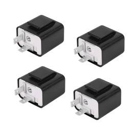 CGEAMDY Pack of 4 Adjustable Flasher Relay Compatible, 12 Volt Flashing Sensor Flashing Frequency Control Relay for Motorcycles, 2 Pin Car Relay for Car, Truck, Motor Relay (Black)