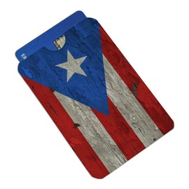Rustic Distressed Puerto Rico Flag Wood Look Credit Card RFID Blocker Holder Protector Wallet Purse Sleeves Set of 4