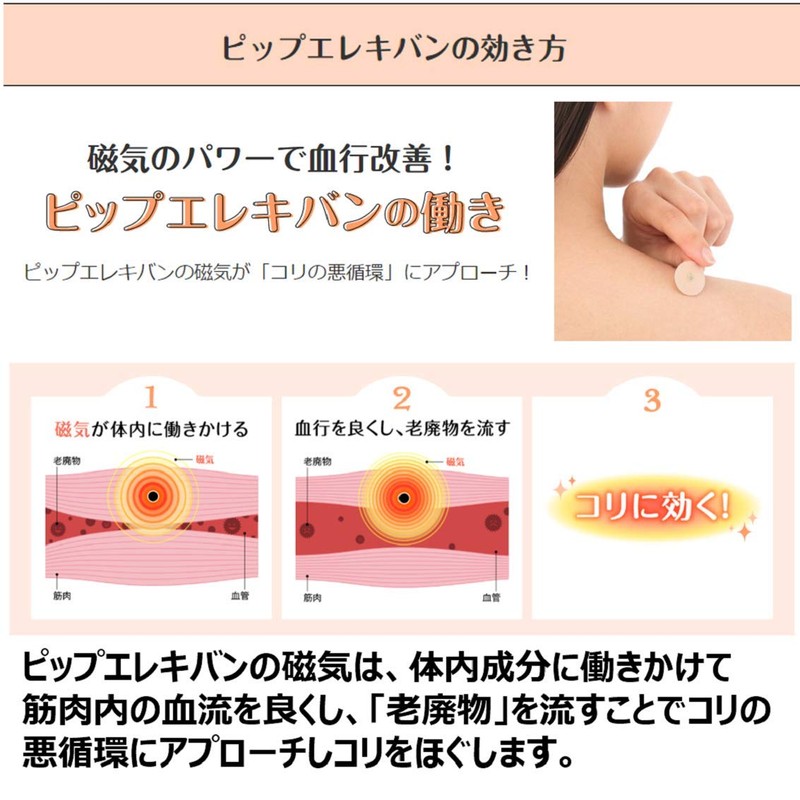 ピップ エレキバン 80 48粒入 磁気治療器 肩コリ 首 腰 肩甲骨 ベージュ