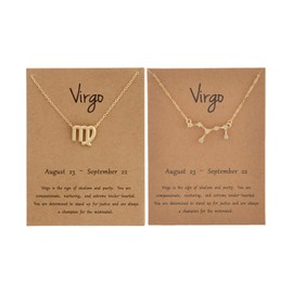 Gold Virgo Zodiac Necklace Virgo Gift Zodiac Sign Necklace Astrology Virgo Birthday Gift Horoscope Constellations Jewellery Christmas Gift (Gold-Virgo)