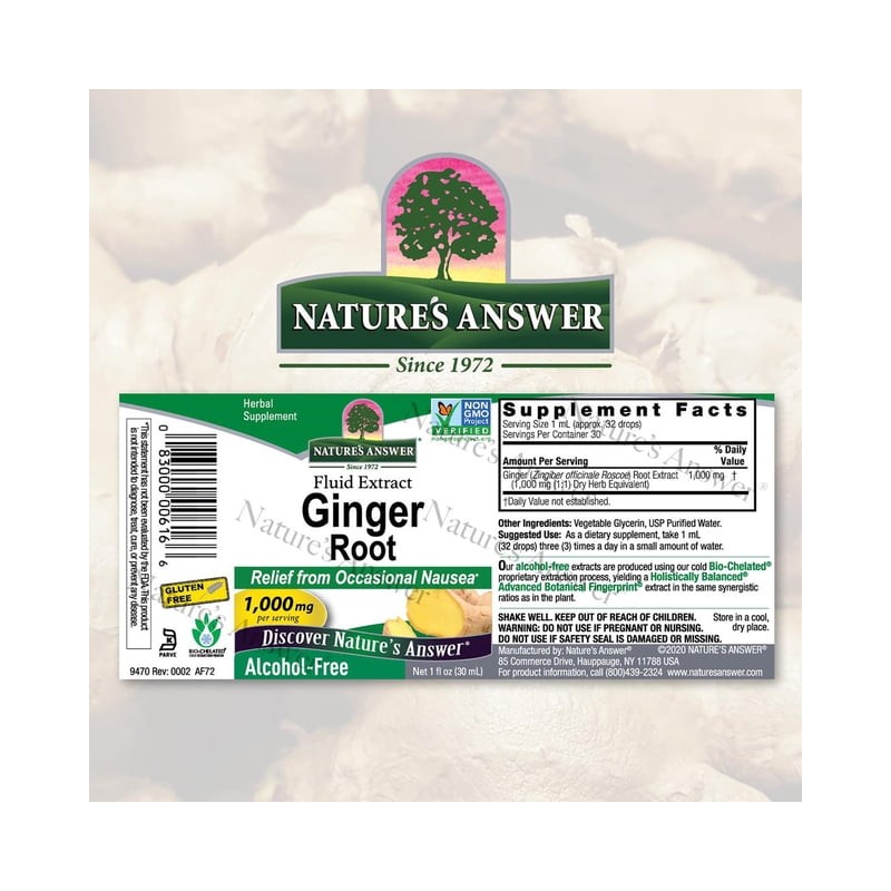 Nature's Answer Raíz de jengibre, 30 Ml. Suplemento para el