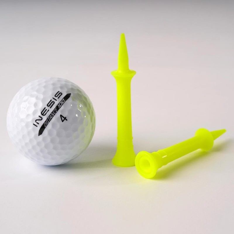 Decathlon 100 Golf Step Tees 46mm 10-Pack Unique Size Fluo