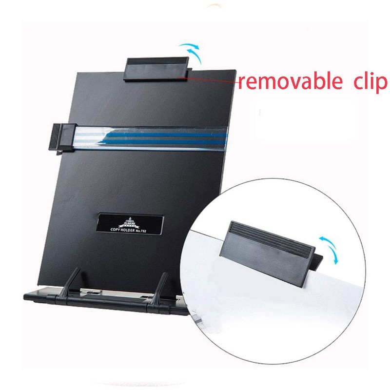 Black Metal Desk Document Holder Adjustable Positions with Reading Line
