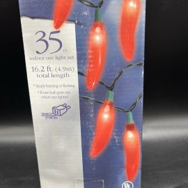 Holiday Time Red Chili Pepper Light String 35 ct. Camping Parties Patio  Christmas 16.2ft New