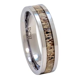 PCH Jewelers Deer Antler Tungsten Ring 6mm Flat Top Wedding Band Men Women 6-13 (11)