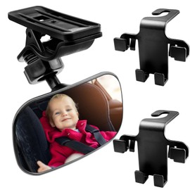 GZLCEU 1 Stk Spiegel Auto Baby, 360° Drehbar Baby Autospiegel Klare Vision Baby Spiegel Auto mit 2 Stk Autohaken für Säuglinge, Kinder und Meisten Auto(Schwarz)