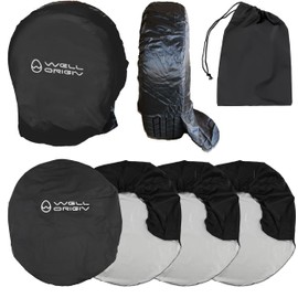 WellOrigin Car Wash Tire Cover, Wheel Cover, Quick Drying, Easy Installation, Storage Bag Included, Set of 4 Wheels, For Car Washing, Can Be Used With A Straight Logo, Car Wash, Waterproof, Compact Storage, Black (Large)