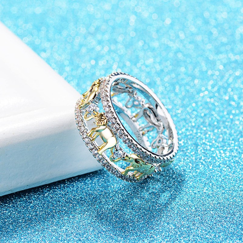 Yarrzhen 925 Sterling Silver Cubic Zirconia Yellow Gold Beautiful Elephant