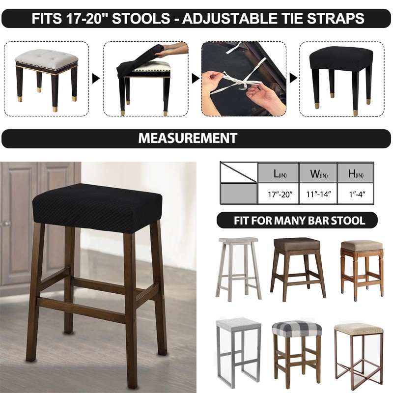 NeColorLife Rectangle Bar Stool Covers,Stretch Waterproof Saddle Seat Covers for