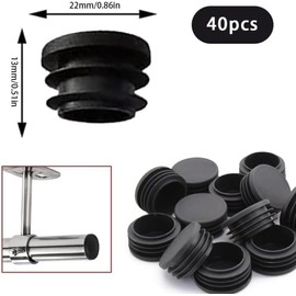 PacuM 40 Pcs Round Plastic End Caps 22 mm Pipe Plugs Furniture Leg Pipe Insert Dining Chair Leg Foor Protectors for Metal Legs Fences Glide Protection from Chair Legs and Furniture