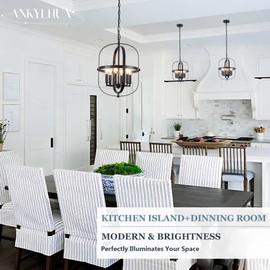 ANKYLHUA Black Chandelier for Dining Room, 6-Light Chandelier for Entryway Light Fixture Foyer Lighting Fixtures Adjustable Modern Farmhouse Chandelier for Living Room Pendant Lights Kitchen Island