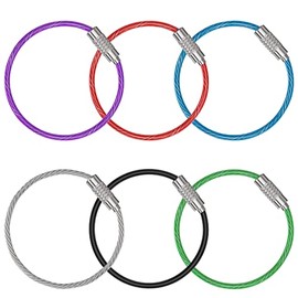 Uniclife 4 Inch Wire Keychain Cable in 6 Assorted Colors Large Stainless Steel Key Ring Loop Holder for Outdoor Hiking Heavy Duty Connectable Luggage Tag Keeper for Sport and Travel, 12 Pack