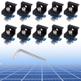 BOXOB 10pcs Solar Panel End Clamps for Unistrut Standard, 30mm/35mm Solar Panel Brackets with Nuts Bolts, Aluminum Alloy Mounting Rail Kit for Metal Tin Flat Sheet Roof Installations (Black)