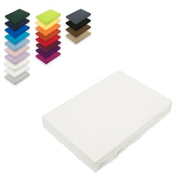 EXKLUSIV HEIMTEXTIL Microfibre Fitted Sheet with Elasticated Edging 100% Polyester, 130 g/m², Base Height 30 cm, Oeko-Tex Certified, 140-160 x 200 cm + 30 cm, White
