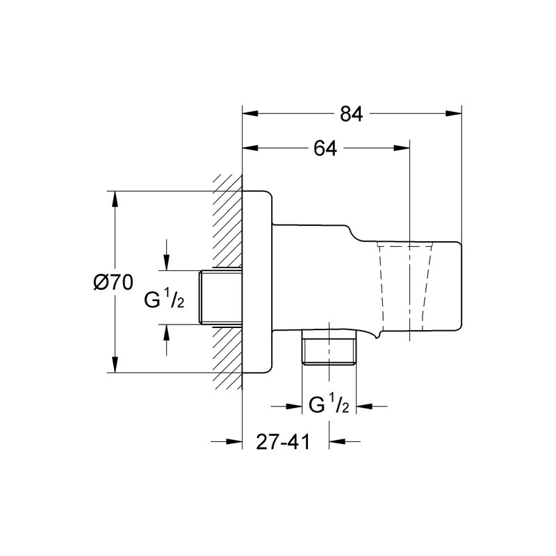 Grohe Vitalio 26962001 Wall Connection Elbow with Wall Shower Holder