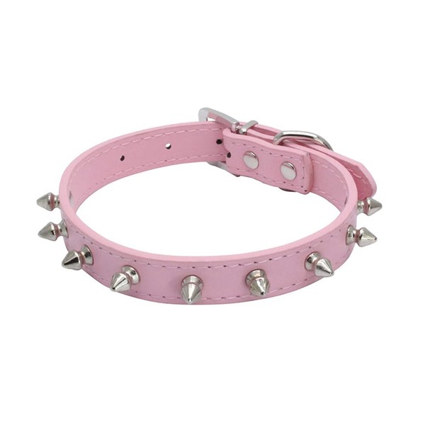 Yiwong Spiked Leather Dog Collar, Bullet Nail Rivet Dog Collar,
