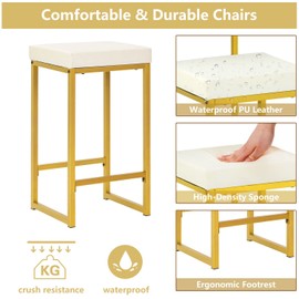 Recaceik 3-Piece Modern Bar Table Set, Pub Table Dining Table Set with Open Storage Shelves, Bar Table and Chairs Set with 2 PU Bar Stools, Counter Height Table Kitchen Table Set for Small Space