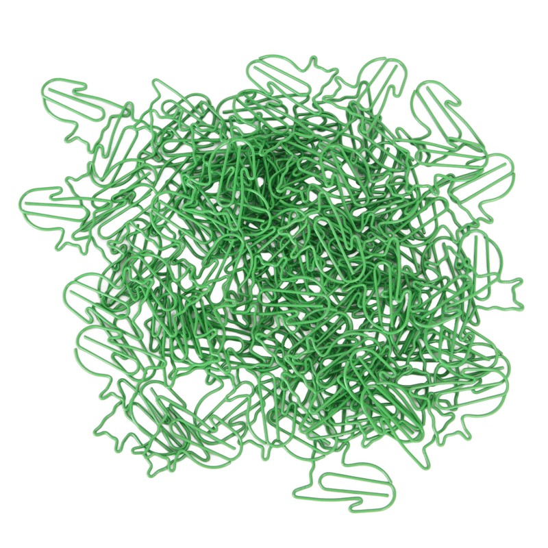 100 Pcs Green Cute Paper Clips Cat Shaped Fun Bookmark