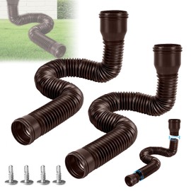 Gutter Flexible Downpipe Extension, Rain Gutter Drain, Round Extension for Downpipe 80/100 mm, Gutter Extension Downpipe Extension from 47 to 150 cm for Lawn/Eaves (Brown, Pack of 2)