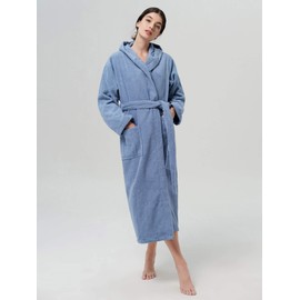 SIORO Long Robes for Women Terry Cloth Hooded Bathrobe Full Length Cotton Towel Housecoat Cozy Soft Spa Hotel Shower Robe