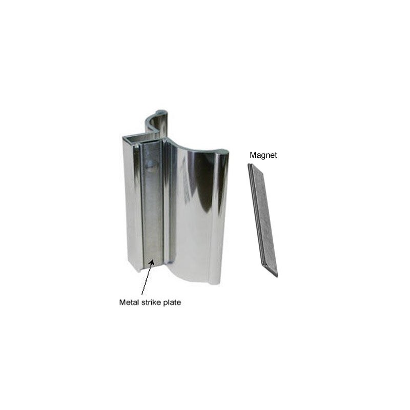 3" Bright Chrome Frameless Shower Door Handle with Metal Strike