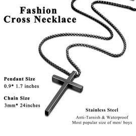 Jixugaud Teen Boys Gifts Ideas Cross Necklace Men Baptism Christian Confirmation Easter Basket Stuffers Valentines Christmas Birthday for Teens Teenage Kids Son 8 10 12 13 16 18 Year Old Boy