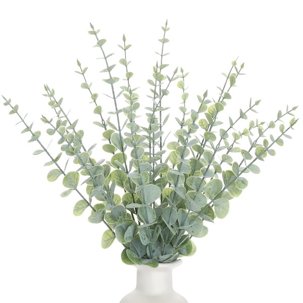 Voqoza 18pcs Eucalyptus Stems Greenery Stems Fake Leaves Artificial Flowers