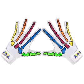 Exote Skeleton Baseball and Softball Batting Gloves for Men Women Youth & Adult Sizes -Long Cuff Breathable Leather Baseball Batting Gloves with Extra Grip (Multicolor, Adult Medium)