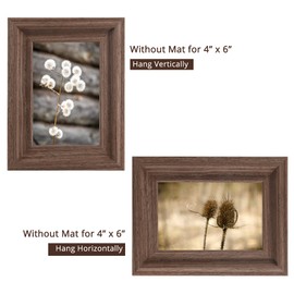 GraduationMall 4x6 Wooden Picture Frames,Real Glass,Wall or Tabletop Display Photo Frames,Brown Set of 2