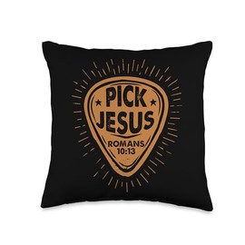 Pick Jesus - Guitar - Guitars Guitarist - Christian Music Throw Pillow