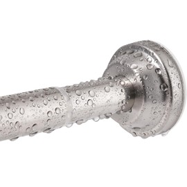 Haryaers Nickel Spring Tension Shower Curtain Rod, 40-76 Inches Adjustable Curtain Rods No Drill, Stainless Steel Rustproof, No-Drilling, Anti-Slip
