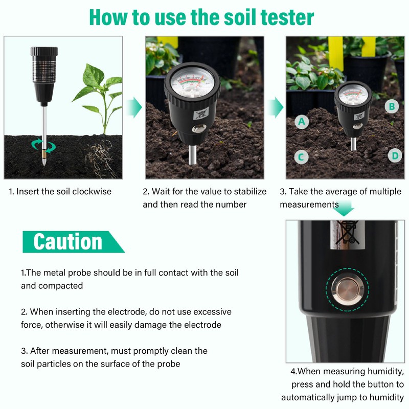 Soil Tester PH Soil Moisture Tester Ph Meter Moisture Humidity