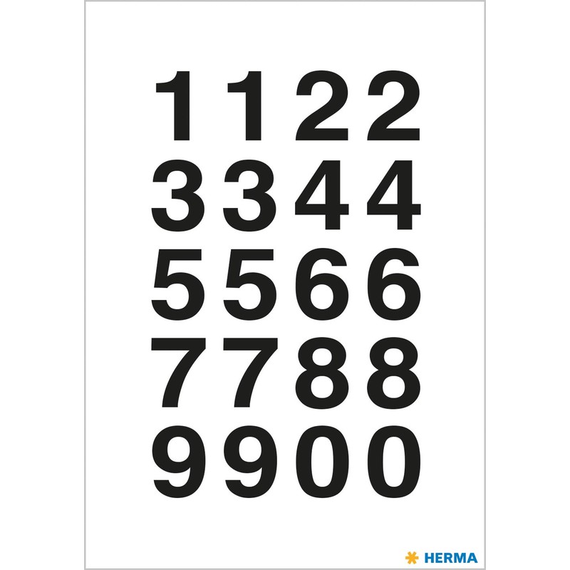 Herma Numbers 18 x 20 MM Transparent 0–9 Weather, Black,