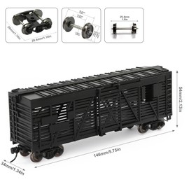 C8767 1 Piece 1:87 HO Scale 40' Stock Car Cattle Wagon Painted Model Railway (Black)