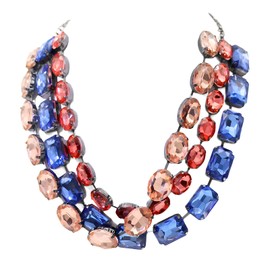 Crystal Rhinestone Heart Gemstone Choker Collar Necklace for Women Sparkly Colored Emerald Neck Chain Statement Necklace For Women, X-Large, Glass, Created Pearl